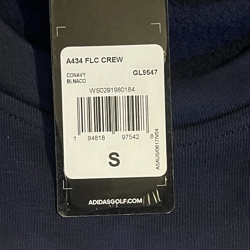 Adidas Golf Sweatshirt Men Small Blue Fleece Crew Neck Pullover Sweater BNWT Gym